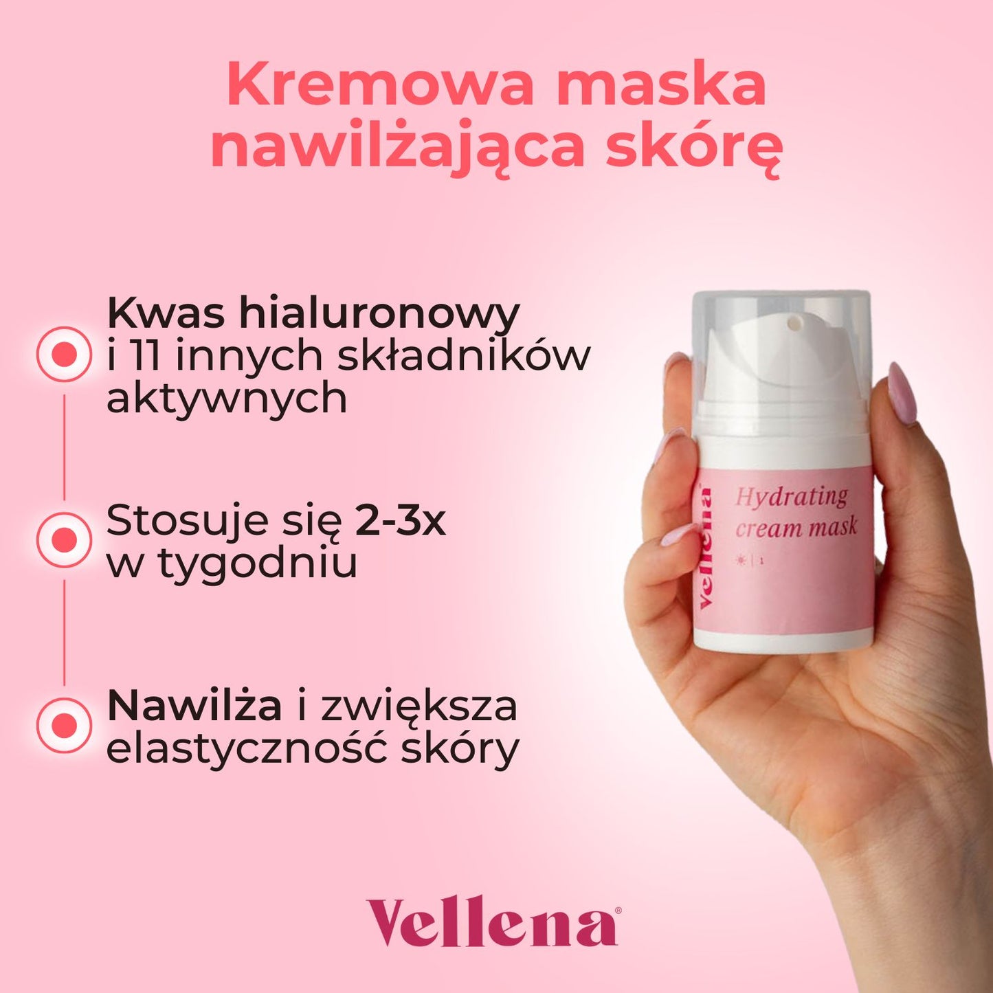 Kremowa maska nawilżająca skórę 50ml | Vellena