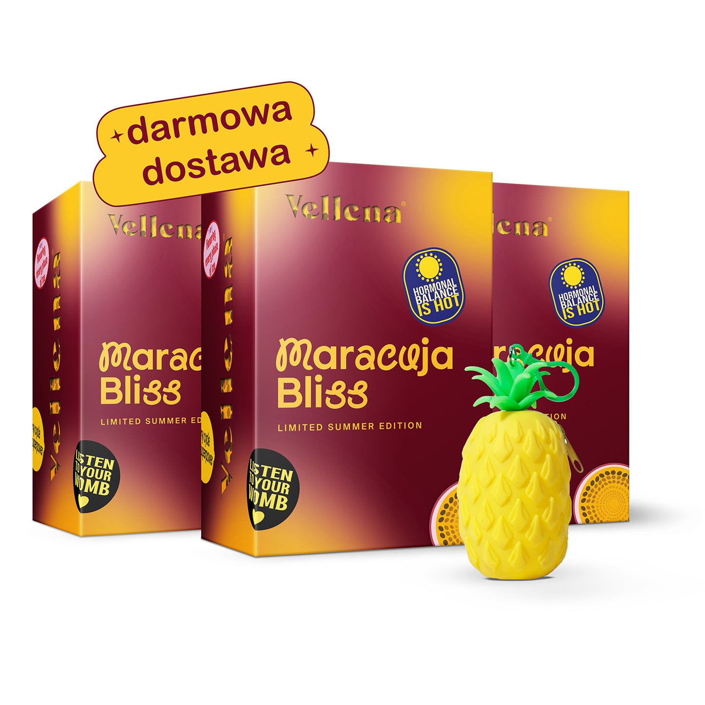 Kobiece zdrowie | Napój 3-PACK + breloczek GRATIS | Marakuja | Vellena