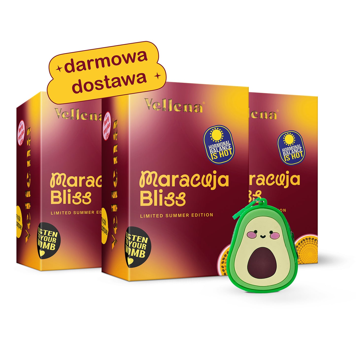 Kobiece zdrowie | Napój 3-PACK + breloczek GRATIS | Marakuja | Vellena