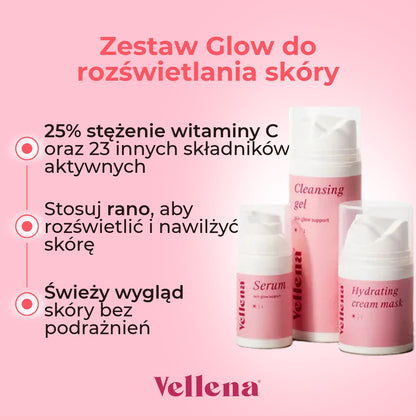 Zestaw Glow do rozświetlania skóry | Poranna rutyna | Vellena