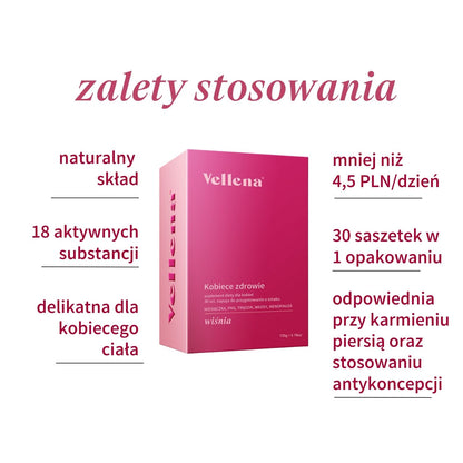 Kobiece zdrowie | Napój 3-PACK + torba GRATIS | Wiśnia | Vellena